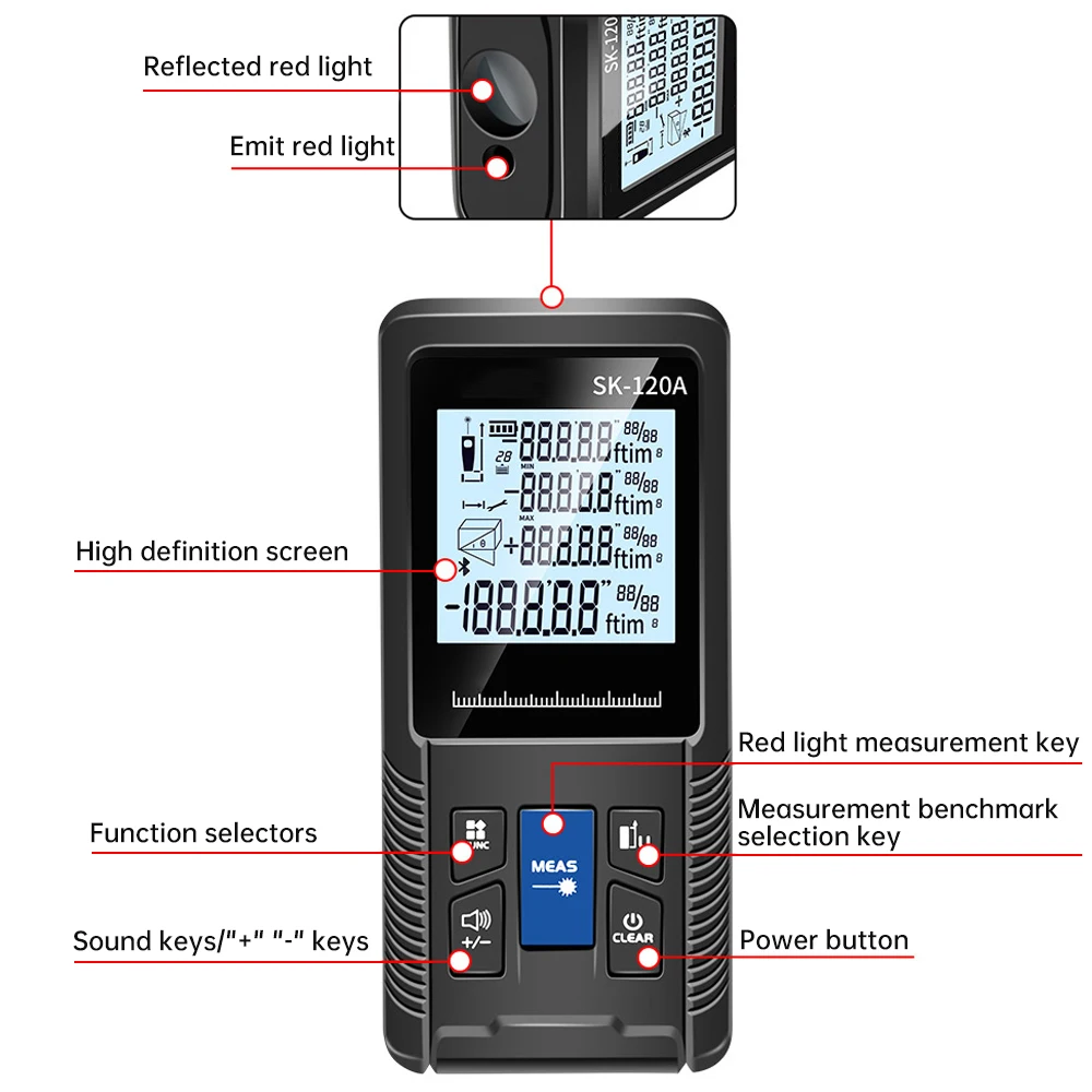 40M 50M Laser Distance Meter Handheld Electron Infrared Range Finder Rangefinder Laser Tape Build Measure Device Ruler Test Tool