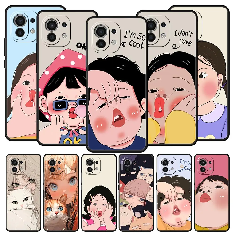 Phone Case For Xiaomi Mi 15 14 14T 13T 12T Pro 12 13 11 Lite 5G 11T X6 X5 Pro Soft TPU Cover Cartoon Funny Boy Girl Couple