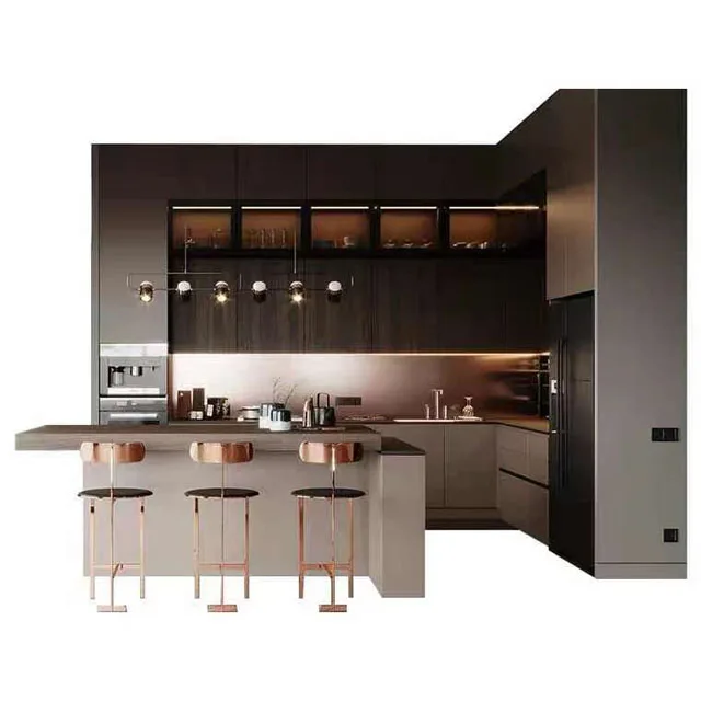 Lacquer  and Melamine Design  Modern Style Flat Door Design Make in China Customized Kitchen Cabinet