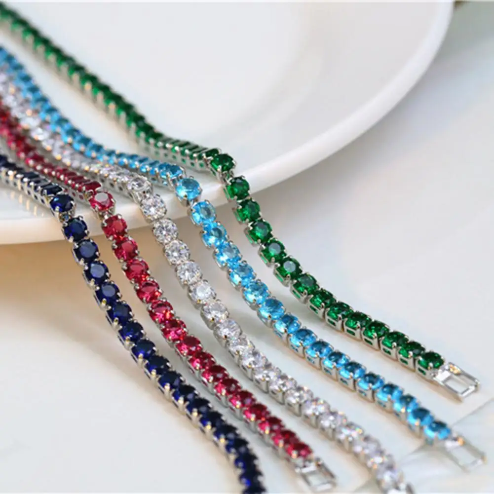 Rhinestone Bracelet Luster Beads Bracelet Women Wrist Chain Bracelet Shiny Tennis Bracelets Cubic Zirconia Crystal Bracelets