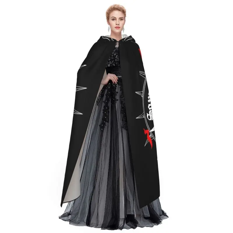 Black Satan Skull Dead Goat Head Graphic Print Long Hooded Cloak Unisex Witch Party Reversible Hooded Adults Vampires Cape