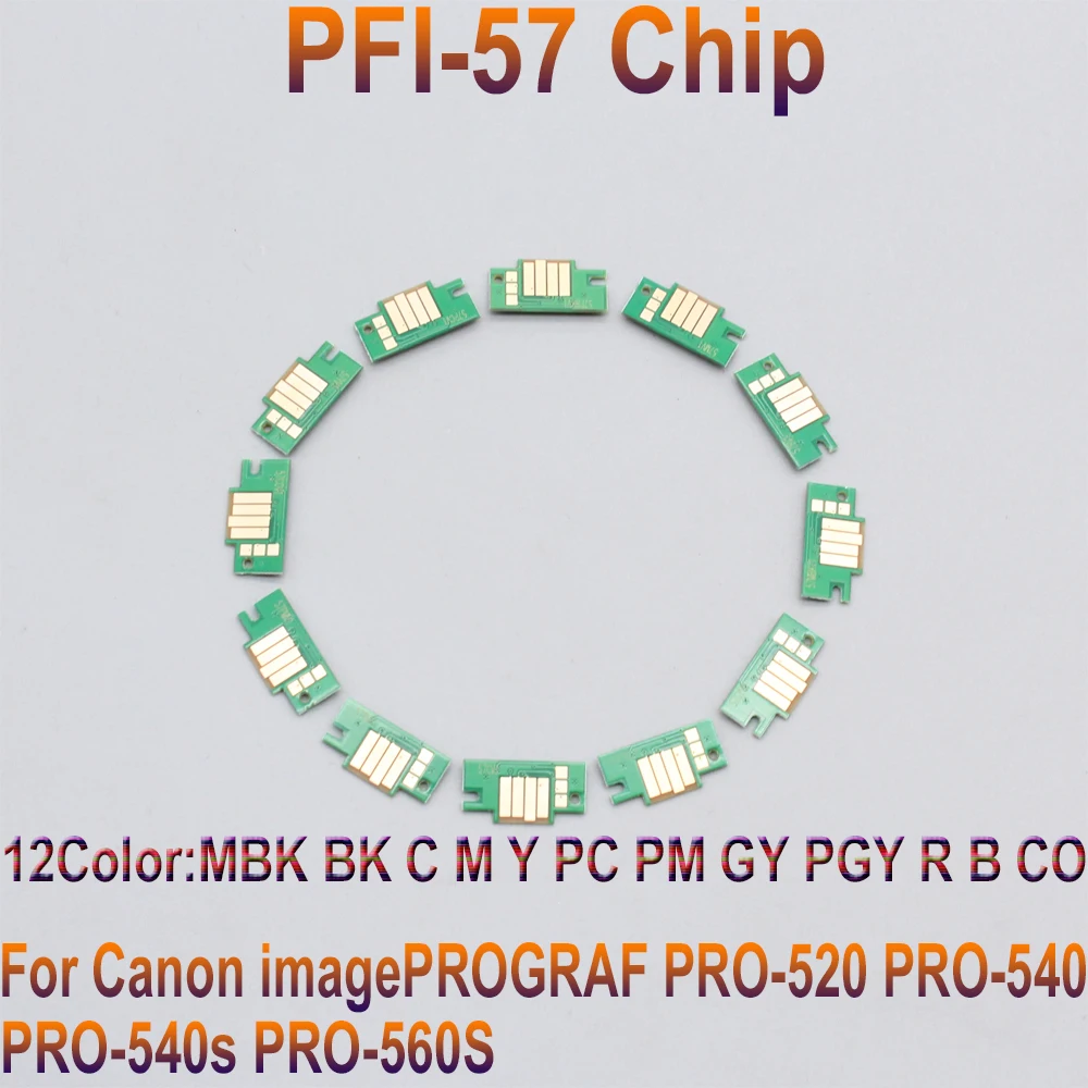 8Color 12Color PFI-57 PFI 57 Cartridge Chip For Canon imagePROGRAF PRO-520 PRO-540 PRO-540s PRO-560s 520 540 540s 560s Printer