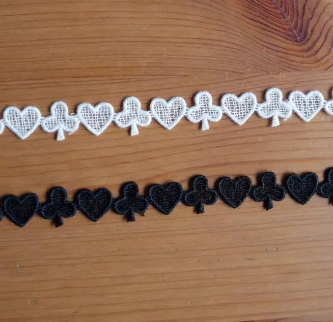 Width:1cm(0.39”inch)Plum blossom heart-shaped connection pattern cotton thread embroidery Lace Fashion lace Sewing(SSA-4653)