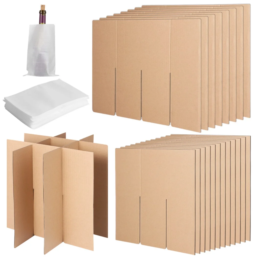 Glass Divider Kit Protective Cardboard Dividers Dish Packing Moving Box Dividers 48 Foam Pouches Kitchen Glassware Packing