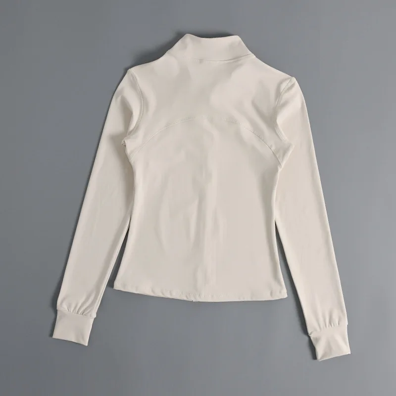 Winter Women Fleece Stand‑Collar Yoga Jacket Windproof Slim Stretch Long Sleeve Top For Running Gym Fitness Workout
