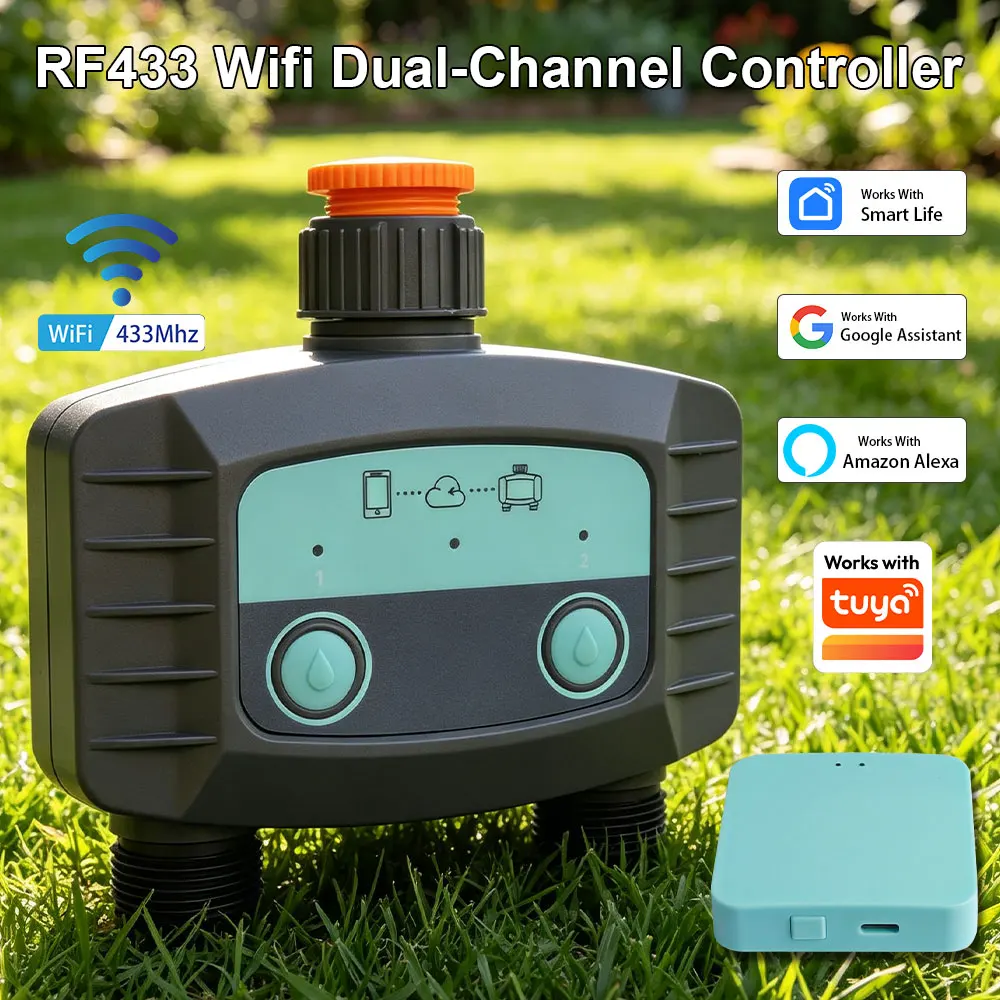 Tuya Smart Garden Watering Timer Wireless Automatic Drip Irrigation Controller Smart Water Valve Irrigation Timer Works with Tuy