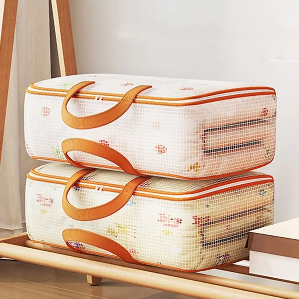 

PVC Clothes Quilt Storage Bag Visible Large Capacity Moving Storage Bags Foldable with Handles Luggage Travel Bag Living Room