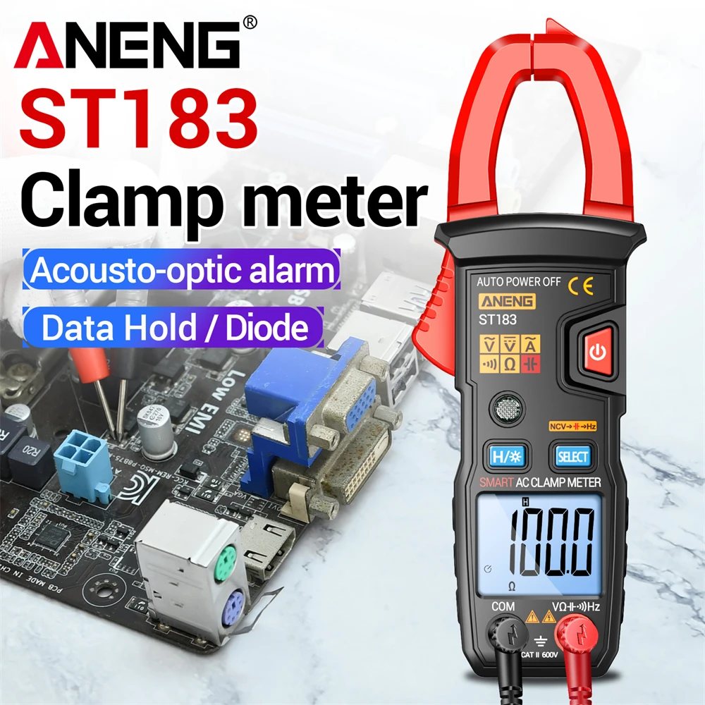 Clamp Meter ANENG ST183 Multimeter 4000 Counts NCV Induction DC AC Voltage Diode Smart Electrician Household DIY Tester Tools