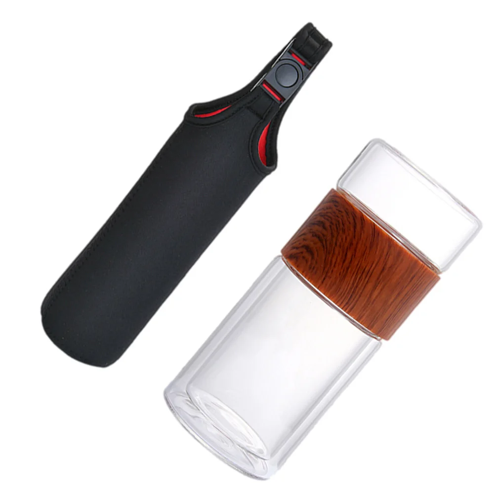

1Pcs Glass Tea Bottle Cup Heat Insulation Anti Scalding Easy Carry Outdoor Activities Tea Separation Cup Double Wall Glass