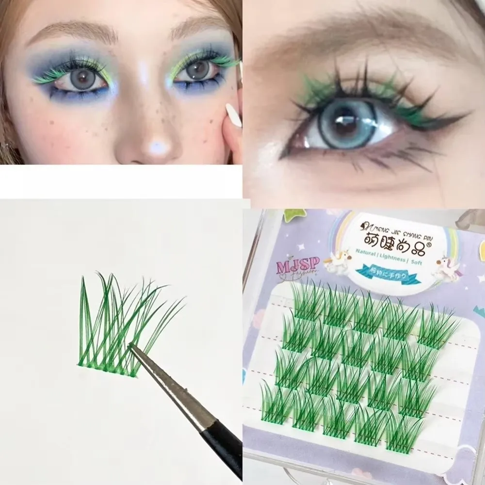Colorful False Eyelashes Wispy Style Natural Look Segmented Lashes Extension Clusters Purple Red Blue White Individual Lashes