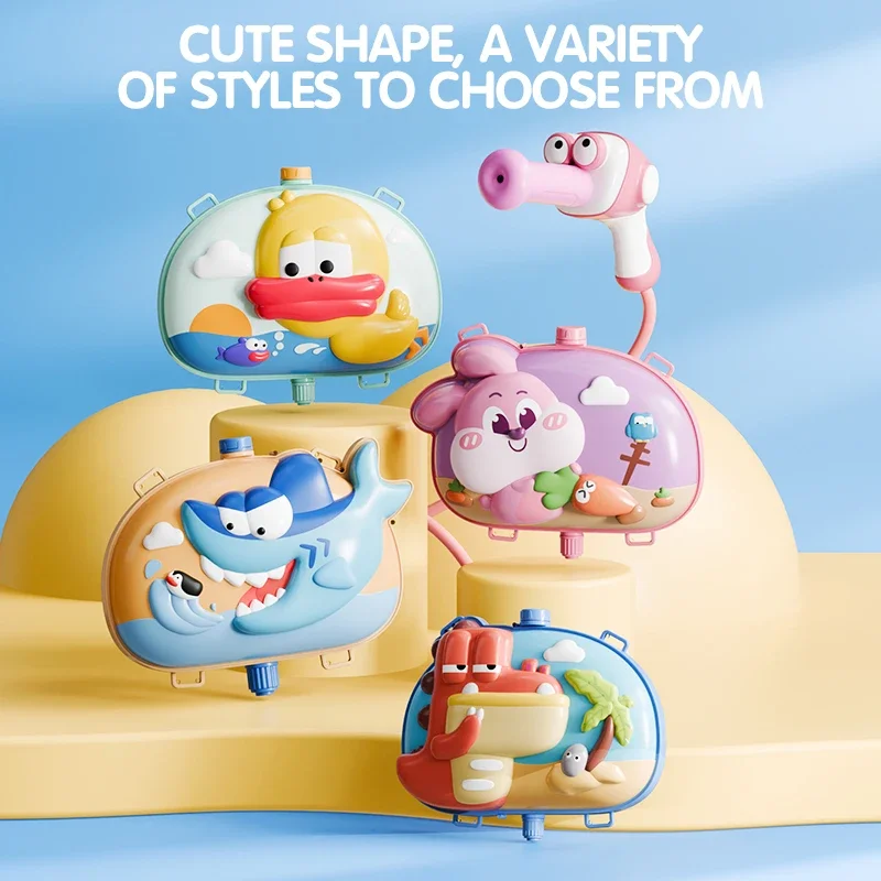 Kinderrugzak Waterpistool Speelgoed Cartoon Haai Konijn Dieren Uittrekbare spray Buitenspellen Strandzwembad Waterspeelgoed Kinderen