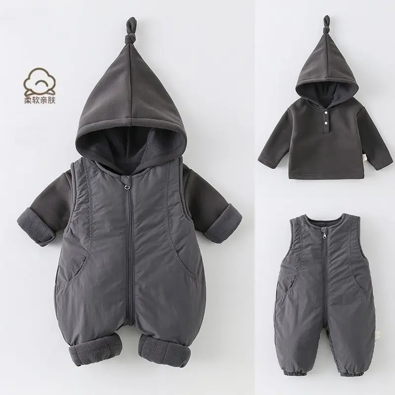 Baby Winter Clothes Autumn and Winter Padded Onesie Thickened Newborn Cotton Clothes Climbing Clothes Split Set
