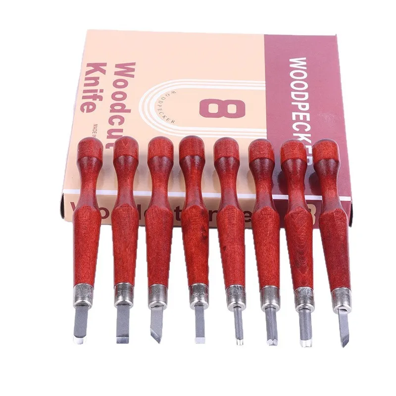 

8PC Japanese-Style Hand Carving Tools: Wood Carving Knives, Printmaking Blades & Rubber Stamp Carvers DIY Woodcut Knife