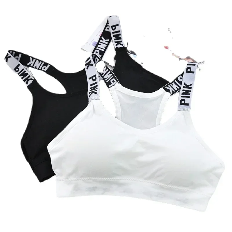 

Fashion New Women Sport Fitness Top Letters Yoga Bra for Cup A-D Black White Running Yoga Gym Crop Top Women Push Up Sports Bras