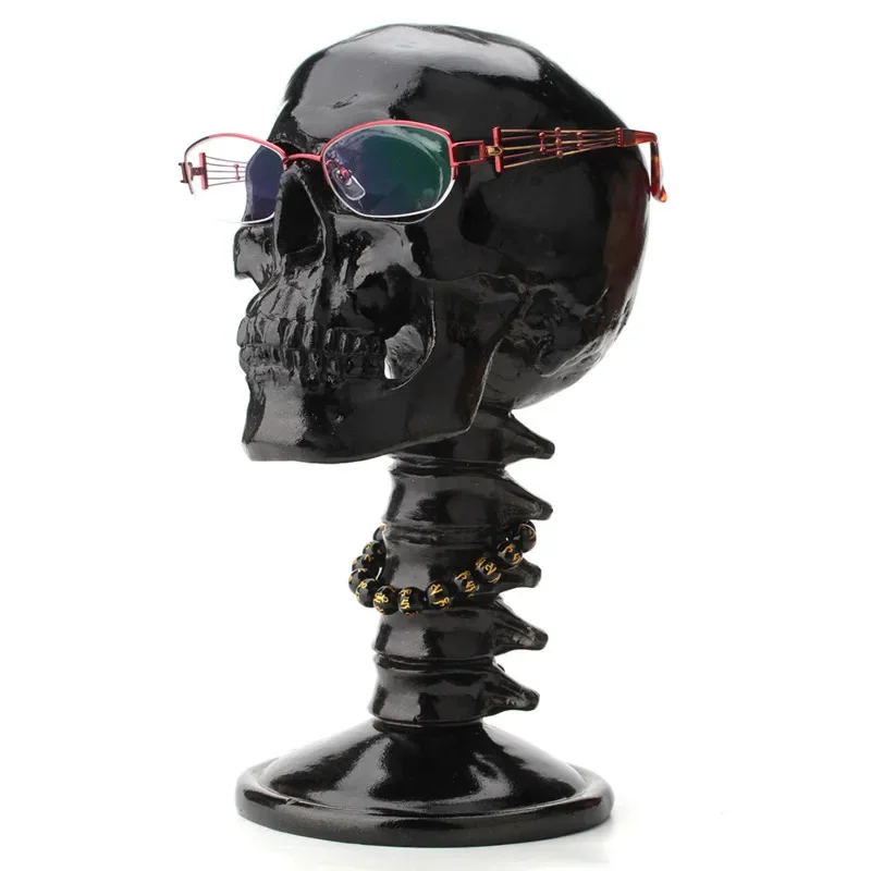 Head Skeleton Backbone Ornament Creative Personality Black Skeleton Display Home Desktop Decoration Halloween Trick Prop