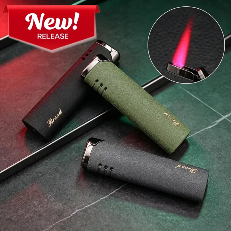 BDHJ-2693， Portable, Metal, Frosted, Inflatable, Windproof, Red Flame, Cigarette Lighter, Smoking Accessory,