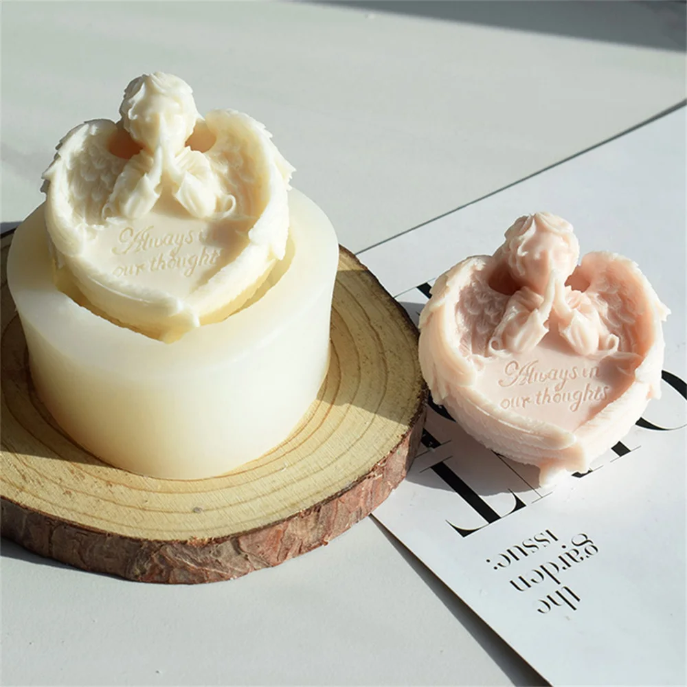 Angel Silicone Candle Mold DIY Candle Soap Resin Gypsum Mould Angel Wings Prayer Mould Cake Ornament Home Decoration