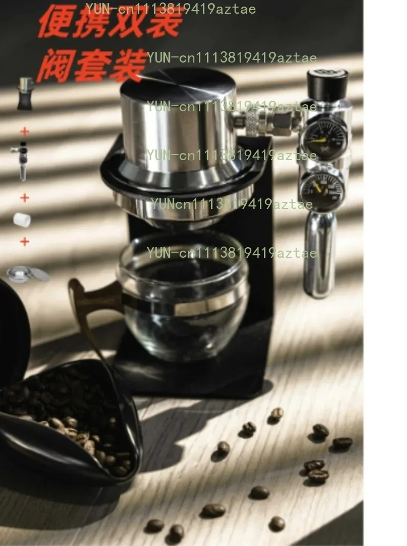 Portable Pneumatic Coffee Maker, 9Bar Extraction Stainless Steel Household Italian Espresso Machine