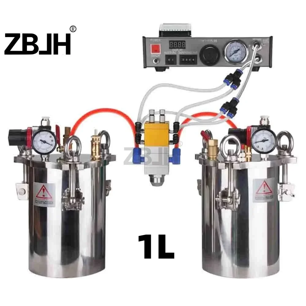 AB glue dispensing set 2pcs 1L pressure barrel + 1pcs dispenser +1pcs AB valve