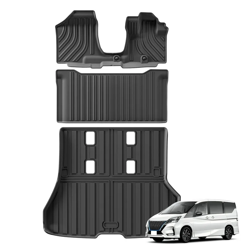 Use for Right Drive Nissan Serena C27 e-POWER 2016-2022 (Hybrid Version) All-weather Floor Mat Black Trunk Pad Accessoreis