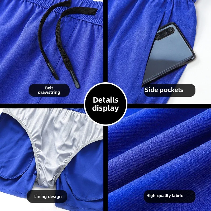 Men's Fitness Shorts Running Gym Triangle Lining Large Breathable Quick Drying Marathon Training Pants