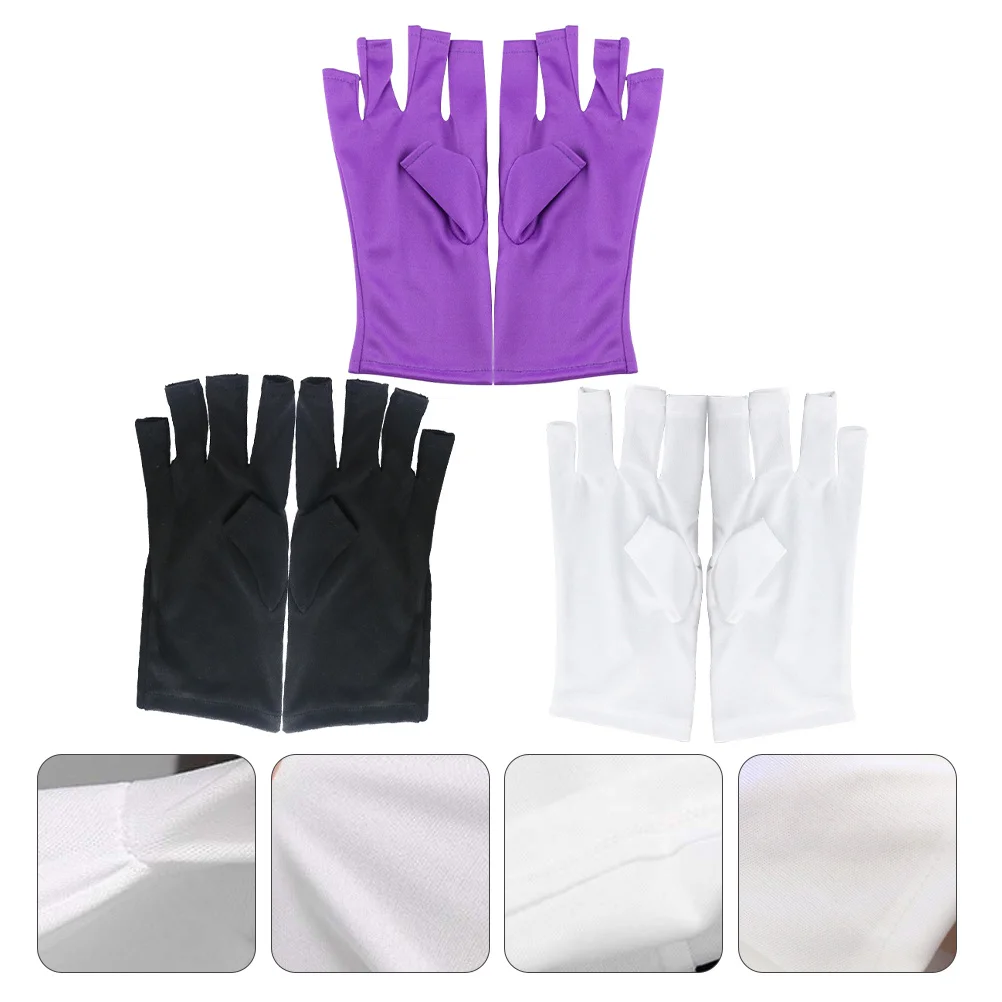 

3Pairs Anti-Uv Gloves for Manicure Nail Art Protection Fingerless Uv Resistant Beauty Tools Manicure