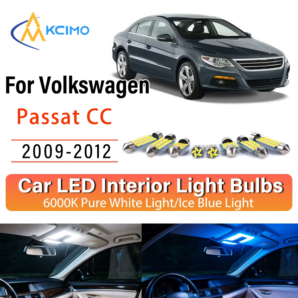 Kit de remplacement de lampes intérieures LED à éclat persistant pour Volkswagen Passat CC 2009-2012 : éclairage de dôme, de tableau de bord et de coffre, amélioration des lampes de cabine