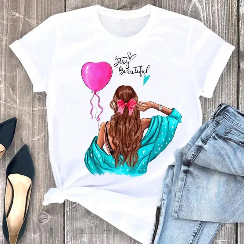 Moda kwiat dziewczyna wydruk graficzny T Shirt kobiety mężczyźni na co dzień koszulka z okrągłym kołnierzykiem krótki rękaw Plus rozmiar T Shirt