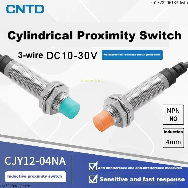 CNTD Inductive Proximity Switch CJY12E-04NA Sensor M12 DC NPN Three Wire Normally Open 24V