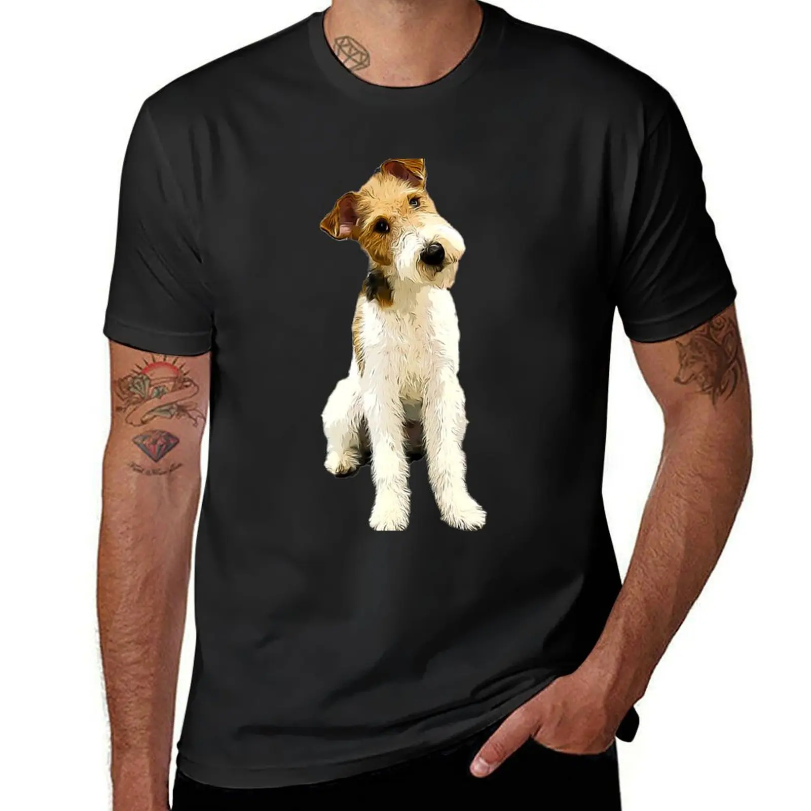 Wire Fox Terrier Head Tilt T-Shirt tops boys animal print mens big and tall t shirts