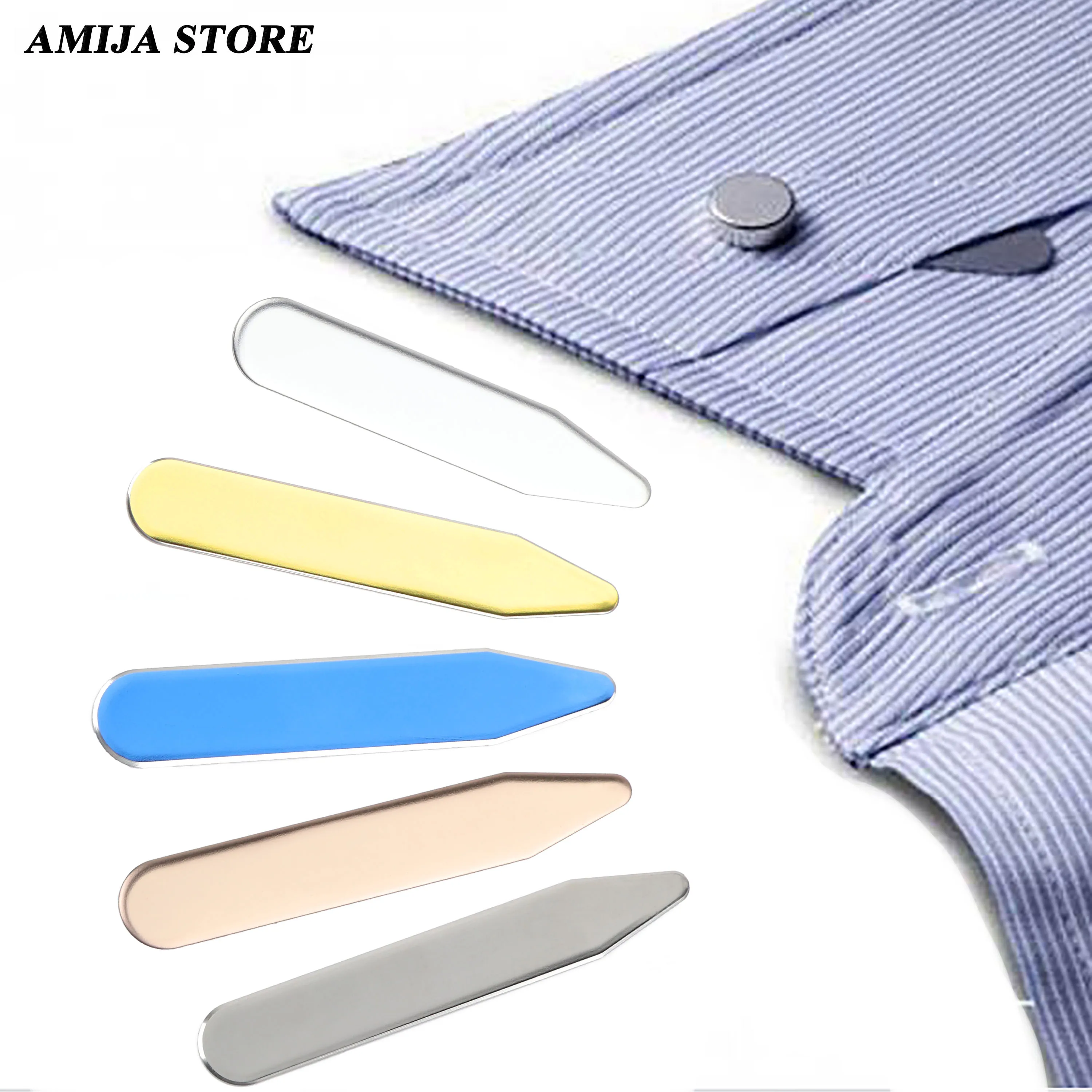 

2Pcs Stainless Steel Collar Stay Stiffeners Bones For Bussiness Party Shirt Men's Gift Silver Gold Collar Support Man Jewelry