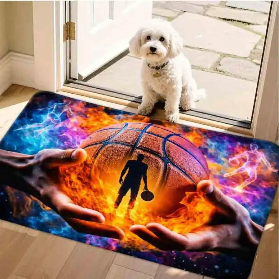 1pc Flannel Floor MatModern Minimalist Abstract Geometric Pattern Area Rug Non-Slip Living Room Floor MatNon-Slip, Machine Washable, Soft Area Rug For Home