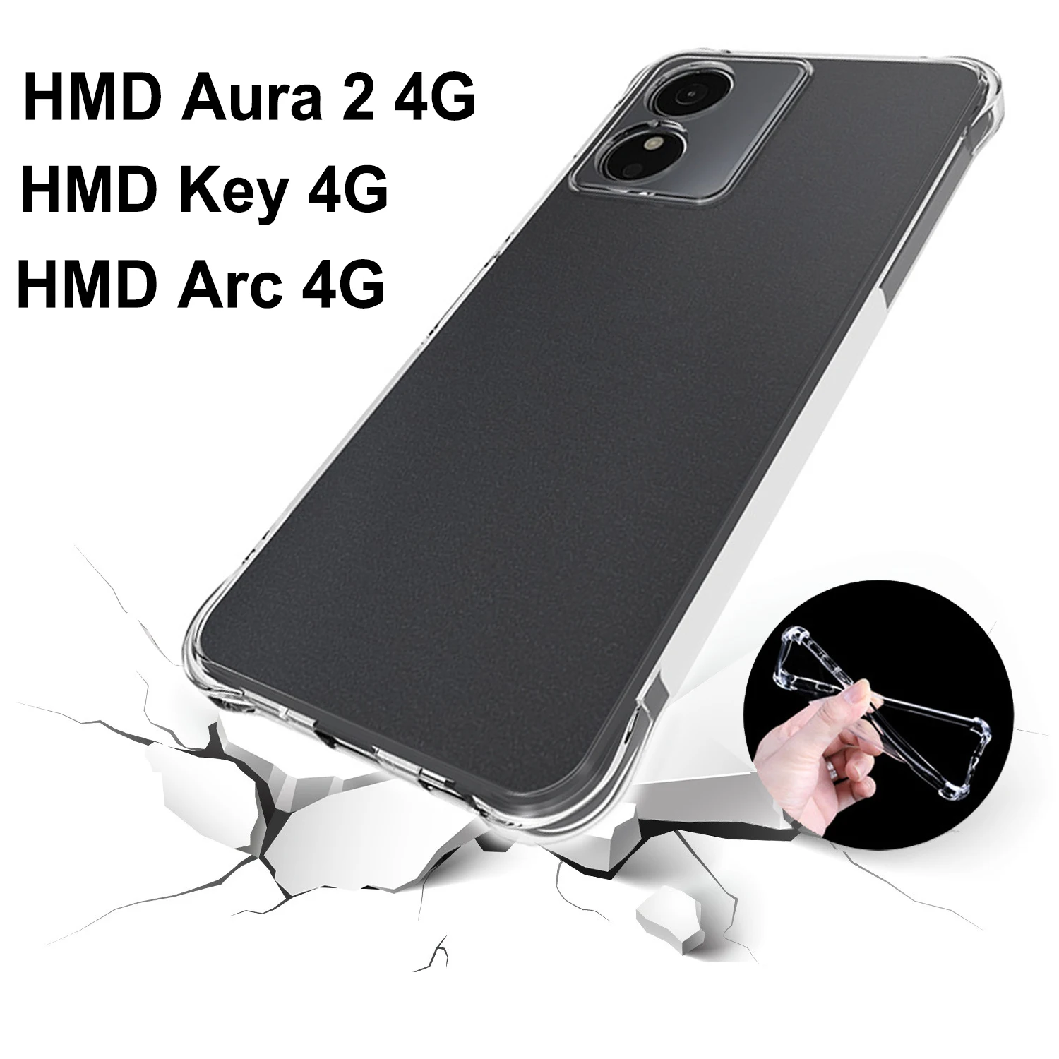 

HMD Key Arc Aura 2 4G 2025 Case Shockproof Silicone TPU Soft Back Cover Clear Case for HMD Aura 2 Aura2 HMDKey HMDArc Phone Bags