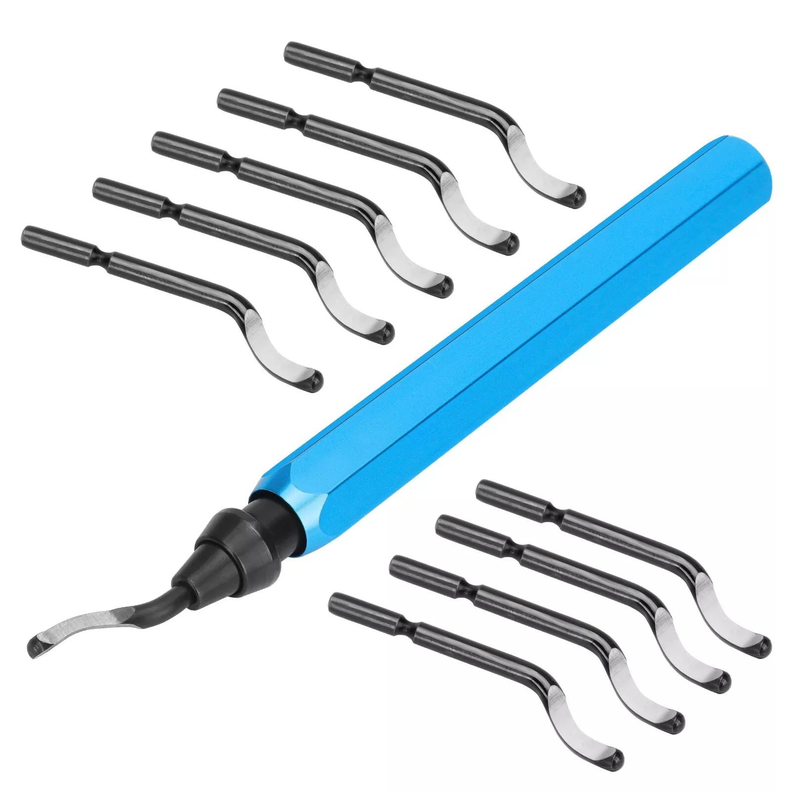 Набор инструментов для удаления заусенцев с металлической ручкой для удаления заусенцев + 10 шт. лезвия для удаления заусенцев из быстрорежущей стали BS1010 Набор инструментов для удаления заусенцев с металлической ручкой для удаления заусенцев + 10 шт. лезвия для удаления заусенцев из быстрорежущей стали BS1010