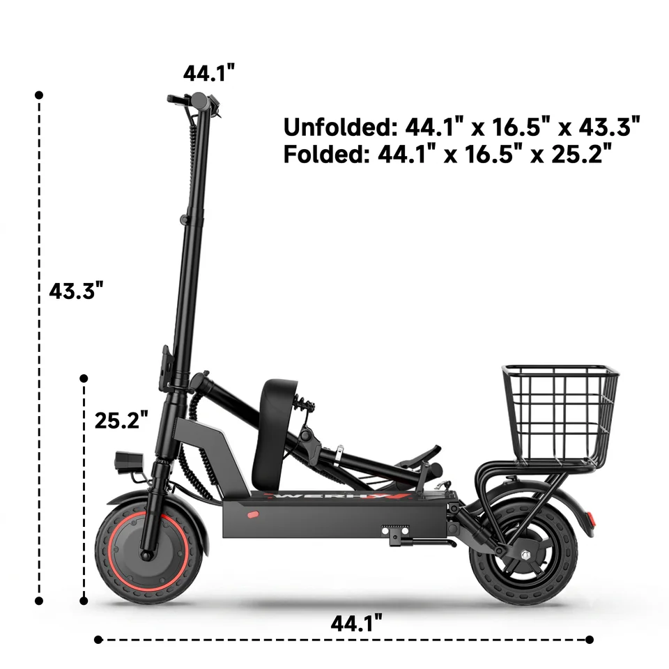 2026 New 10inch Electric Bicycle 500W Powerful Motor 7.8AH Battery 22Miles Max Range 22MPH Max Speed Dua Shock Absorption Foldable Adult Ebike with Seat and Basket for Commuting image 8