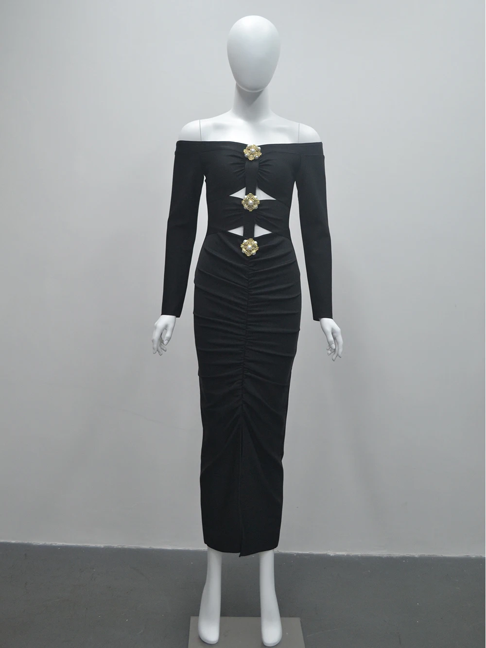 فستان فرنسي أوروبي وأمريكي بكتف واحد مجوف على شكل زهرة فساتين سهرة أنثوية وراقية للمواسيقى الاجتماعية