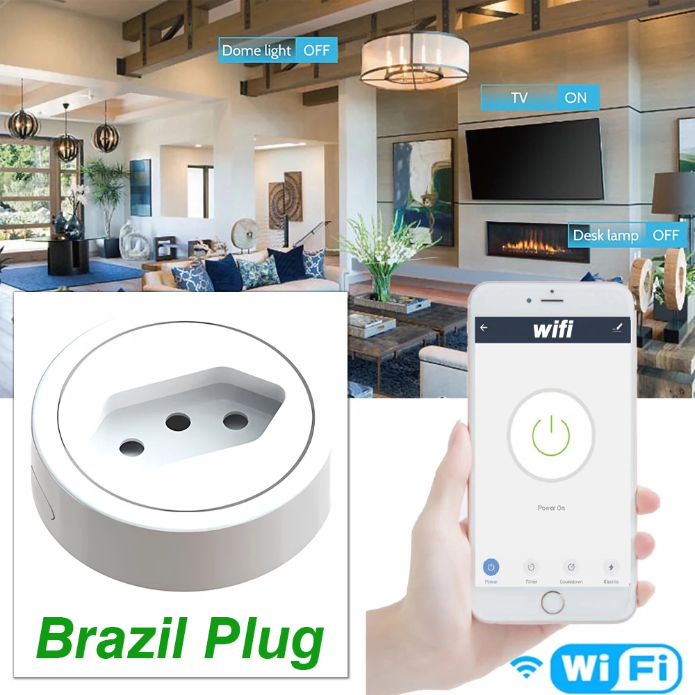 Brazil Smart Wifi energy Power meter Plug with Power Monitor Smart Home Wifi Wireless Socket Outlet Works wattmeter