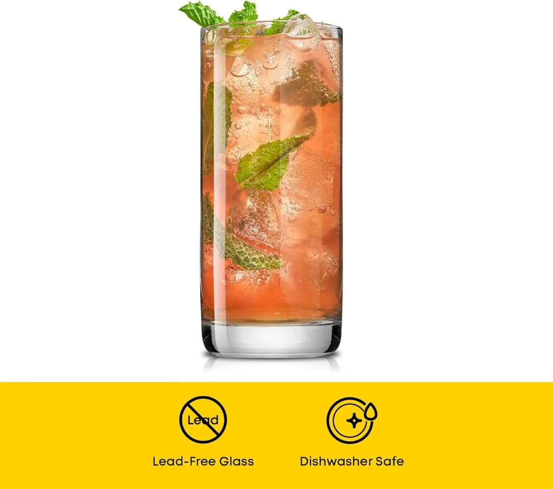 نظارات كريستال هاي بول خالية من الرصاص، مجموعة مكونة من 6 قطع للمياه، موخيتو، توم كولينز ومختلطة #3