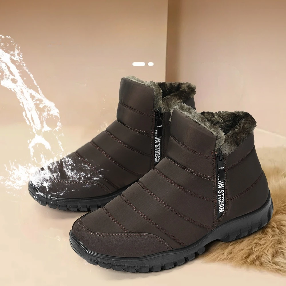 

Новые зимние мужские зимние ботинки, теплая хлопковая обувь, непромокаемые мужские ботинки, пушистые ботильоны, мужская обувь на платформе с молнией, большие размеры, Botines