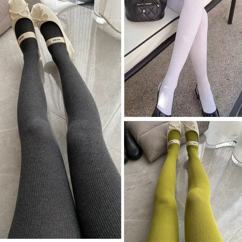 

Pantyhose Women's Colorful Pure Cotton Knitted Leggings Thickened Warm Black and White Red Fashion Casual Four Seasons Universal