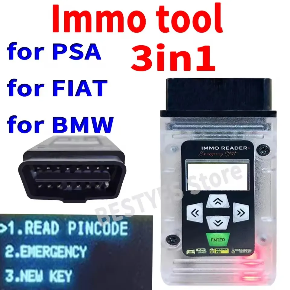 

3in1 for BMW for FIAT for PSA Bypass Immo Reader Emergency Start Reading PIN Code OBD2 Key Simulator Read Device All Key lost