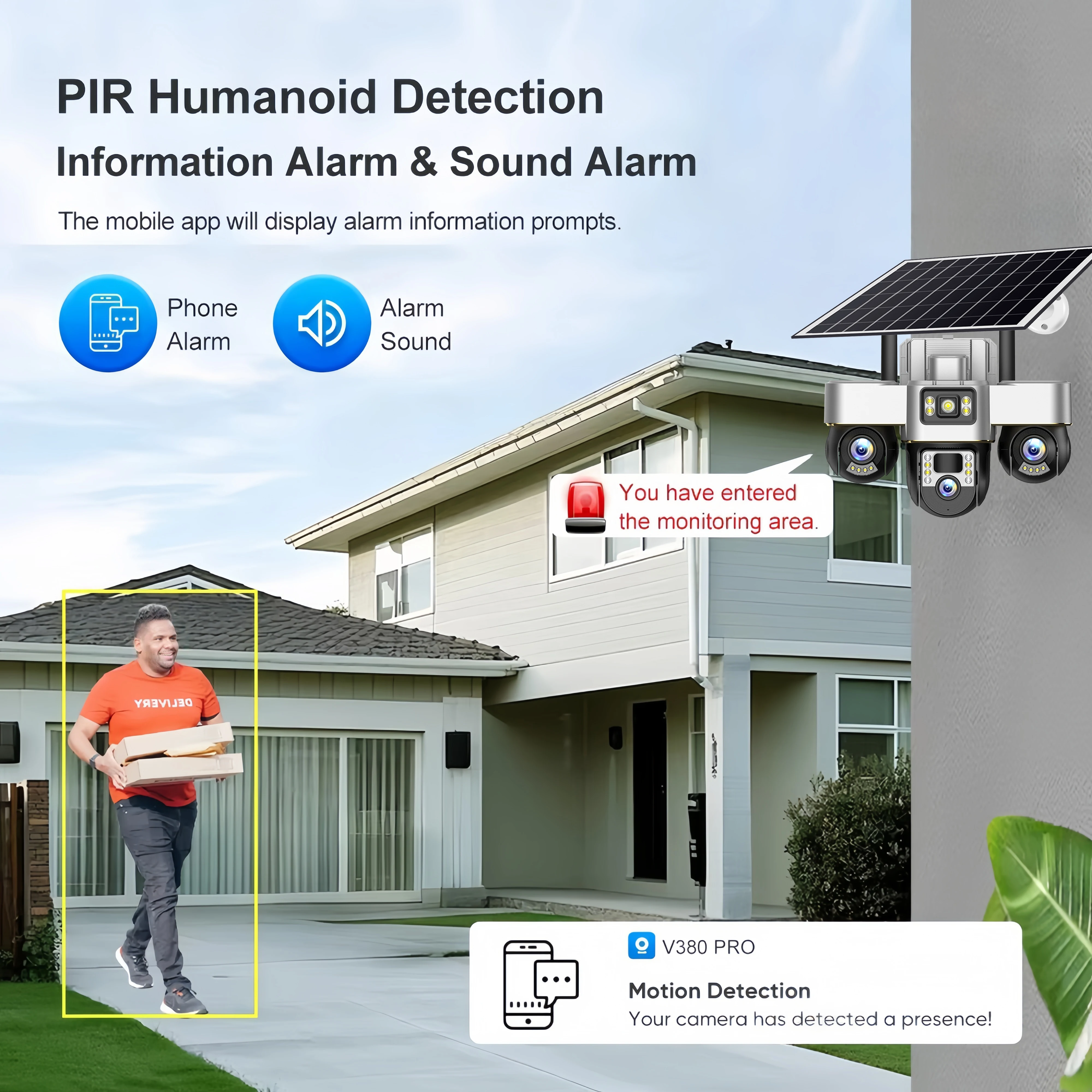 4G Solar Cameras Outdoor Three Lens Three Screen 15MP Support PTZ Control 10X Zoom Security Battery Surveillance V380 Pro Camera
