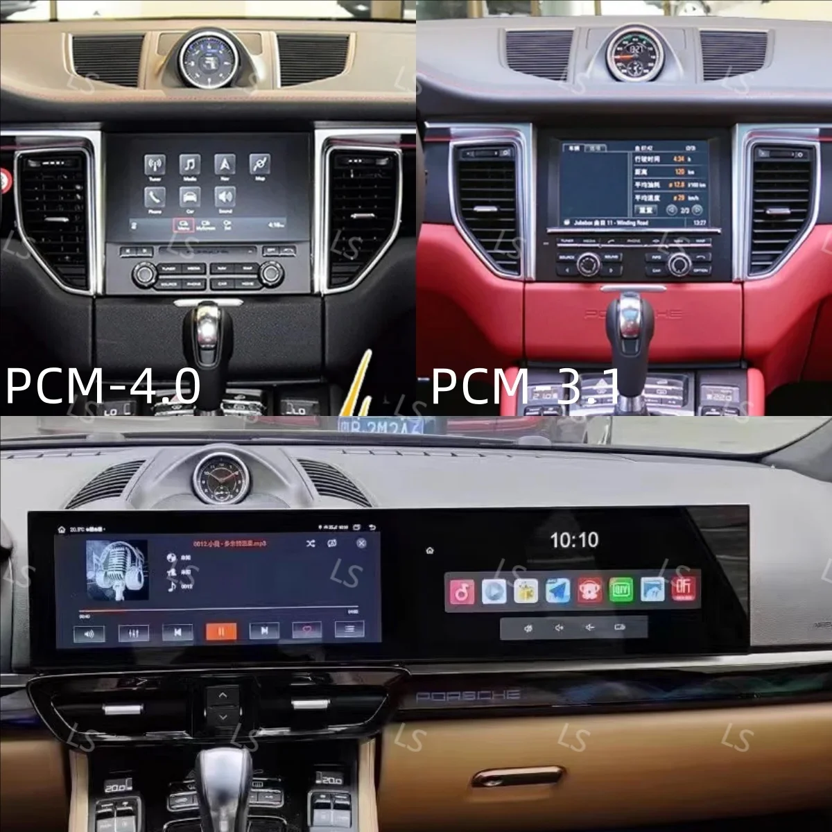 12.3 "double écran Android Radio pour Porsche Macan 2014-2017 voiture GPS Navigation lecteur multimédia copilote 4G LTE casque Carplay