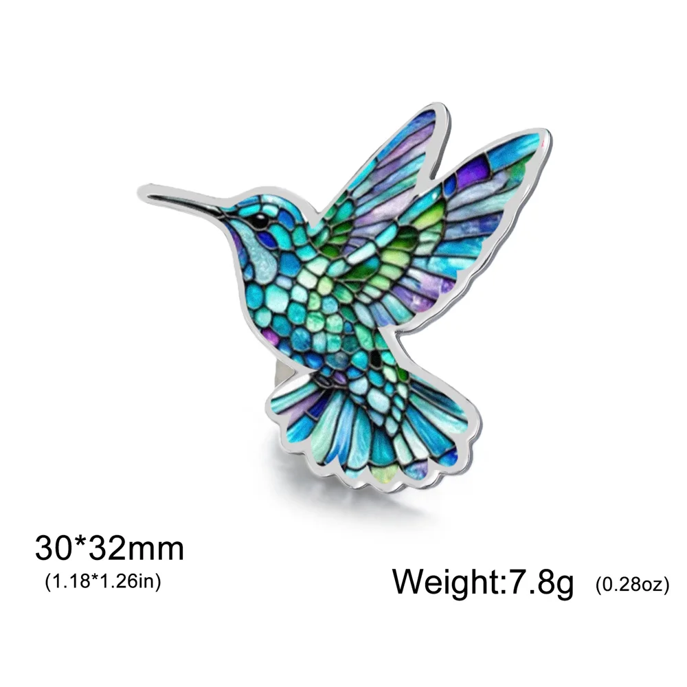 Colorful Enamel Hummingbird Brooches for Women Exquisite Label Pins for Shirts Bag Hats Stainless Steel Jewelry Bird Lovers Gift