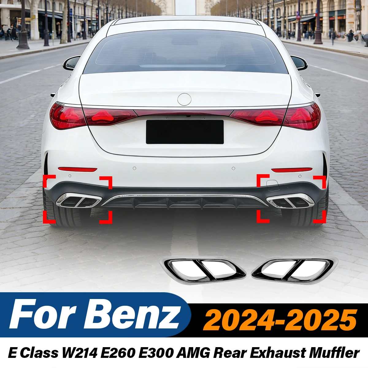 

Комплект для модификации кузова: накладка на выхлопную трубу (концевик) из АБС для Mercedes-Benz E-класса W214 E260 E300 AMG 2024-2025