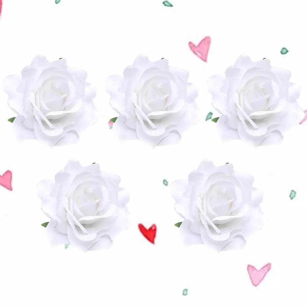 5Pcs Large Rose Brooch Bridal Lifelike Cloth Flower Pin Party Wedding Corsage Hair Clip Dress Decoration Flower Hair Clip