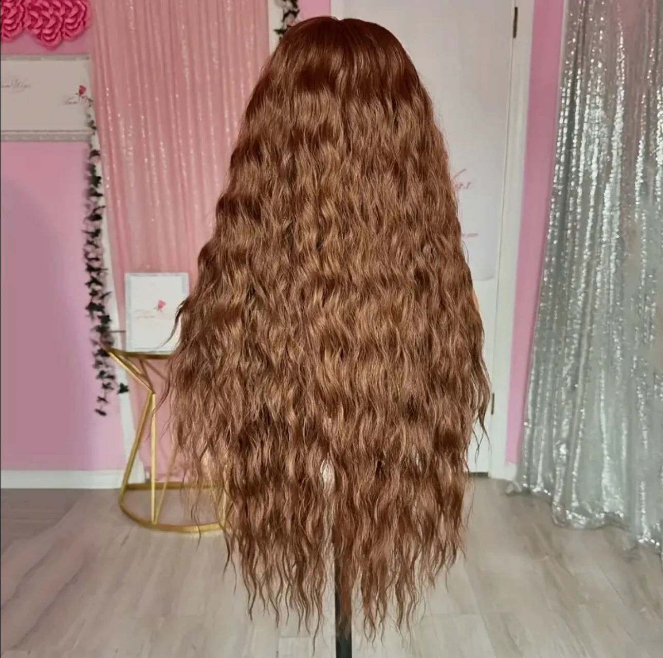 شعر مستعار بني مجعد طويل الاصطناعية الدانتيل الجبهة الباروكات للنساء فضفاض مجعد الدانتيل الباروكة بني فاتح شعر مستعار موجة طبيعية الاستخدام اليومي تأثيري #4