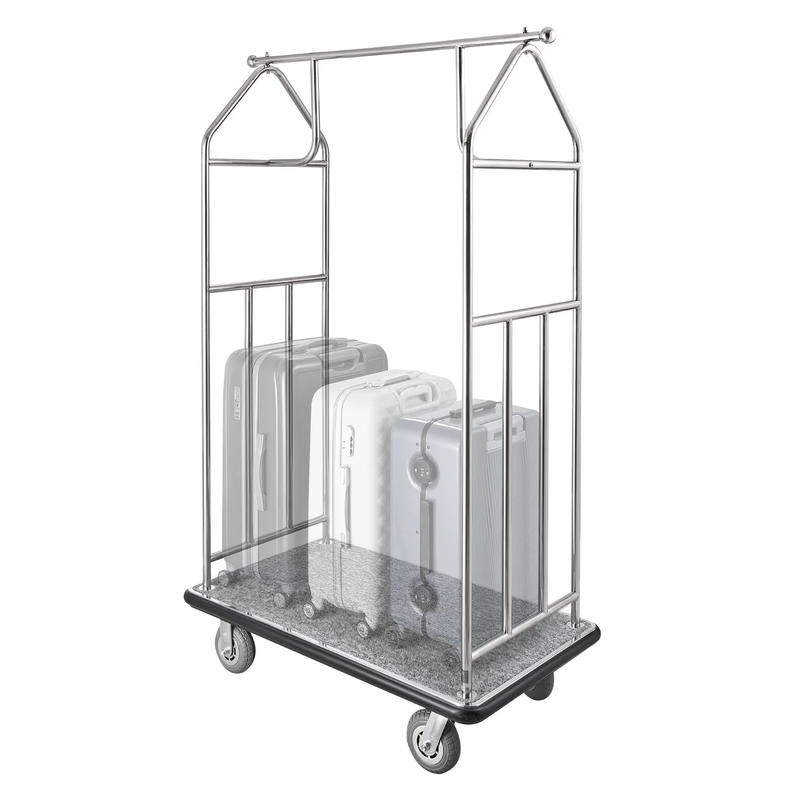 

Hotel Luggage Cart 800 LBS Brushed Stainless Steel Finish Bellman's Cart
