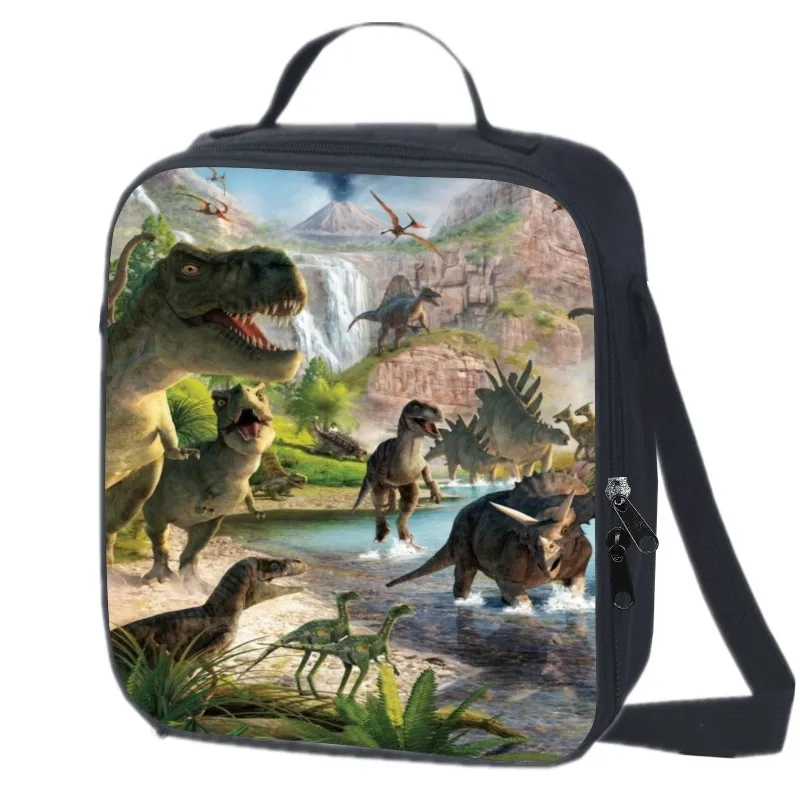 Digital printed animal Jurassic dinosaurs children\'s lunch bag for Boys and Girls Fashion Bento Bag Outdoor Lunch Thermal Bag