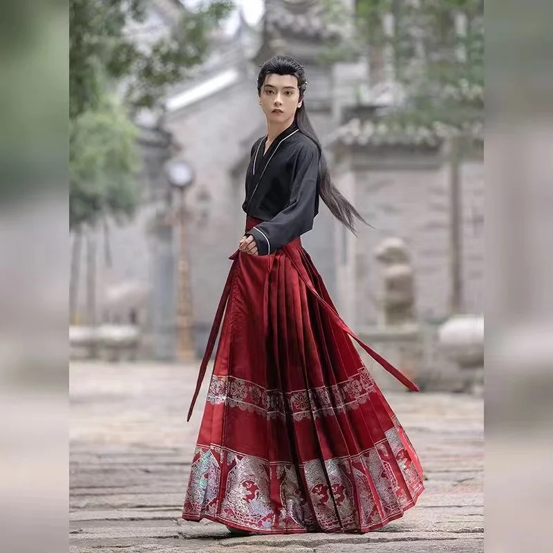 Traje chinês Hanfu Espumante Fino para Homens e Mulheres, Brocado Ornamental, Roupas para Amantes, Conjunto de Vestido Hanfu Tradicional, Casais, Clássico